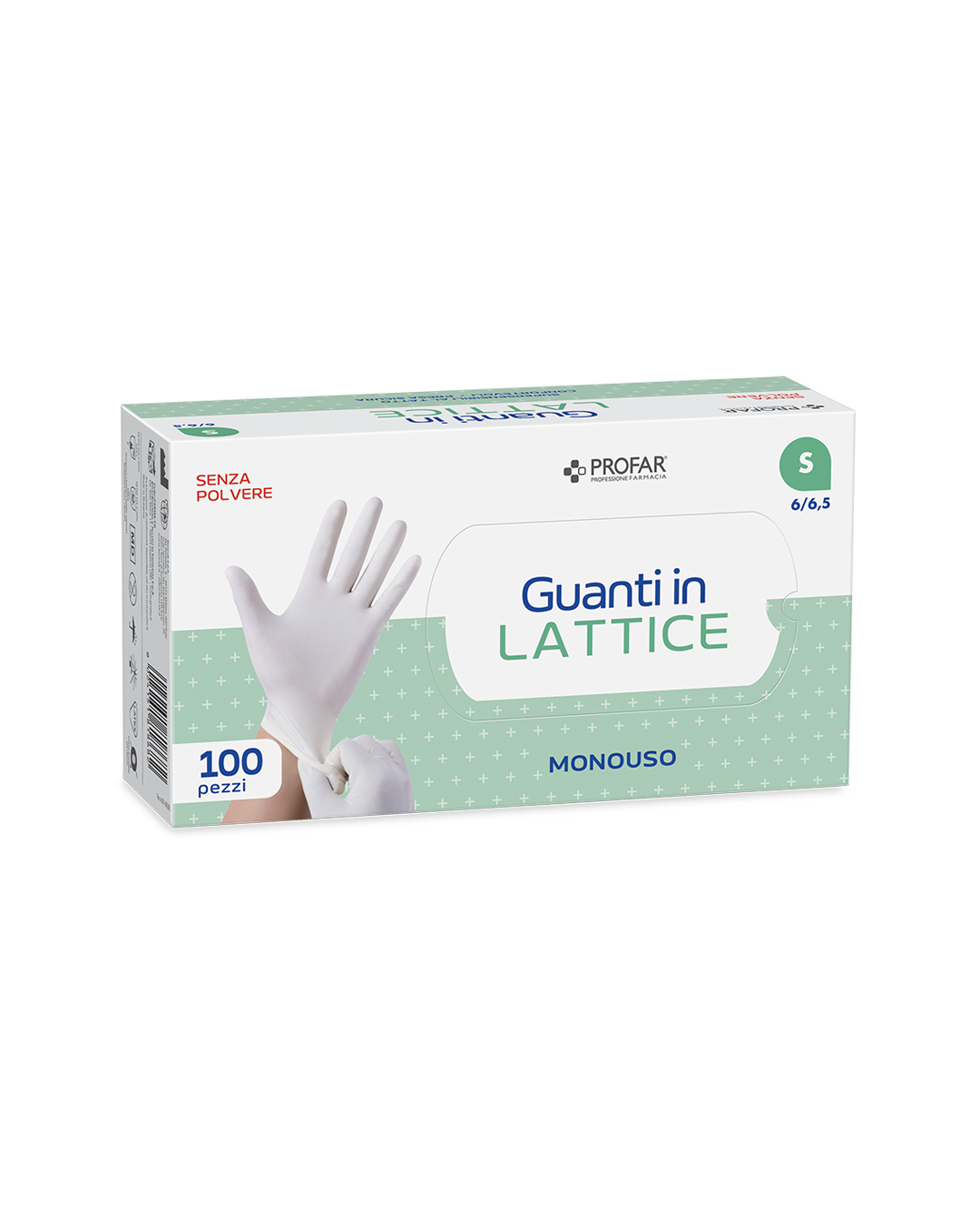 Guanti in lattice senza polvere tg. S